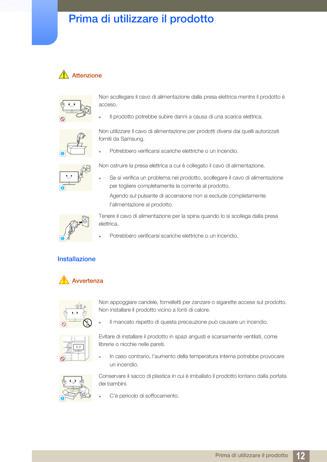 Samsung LF24FN1PFBZXEN, LF22FN1PFBZXEN manual Installazione, Attenzione 