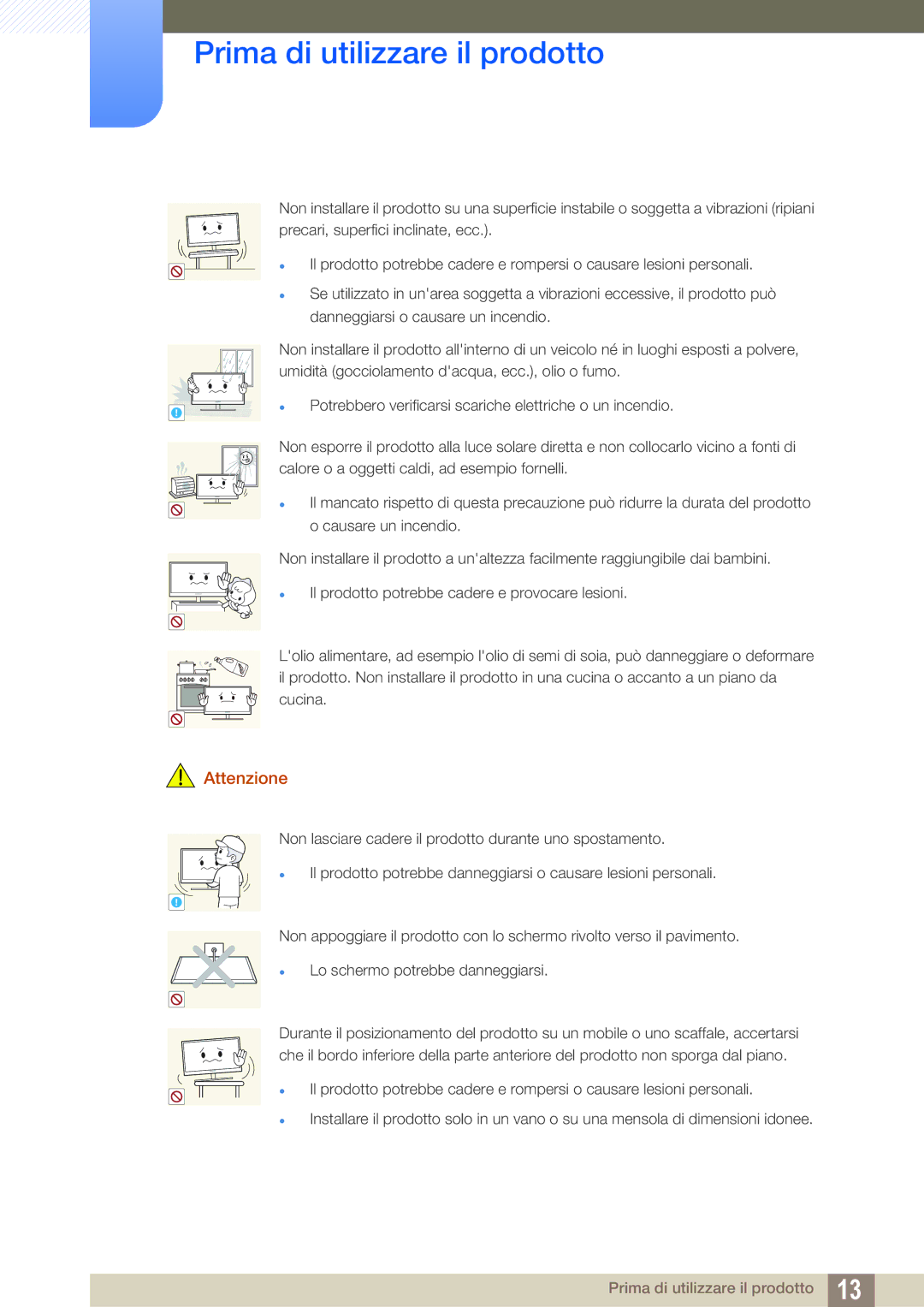 Samsung LF22FN1PFBZXEN, LF24FN1PFBZXEN manual Potrebbero verificarsi scariche elettriche o un incendio 