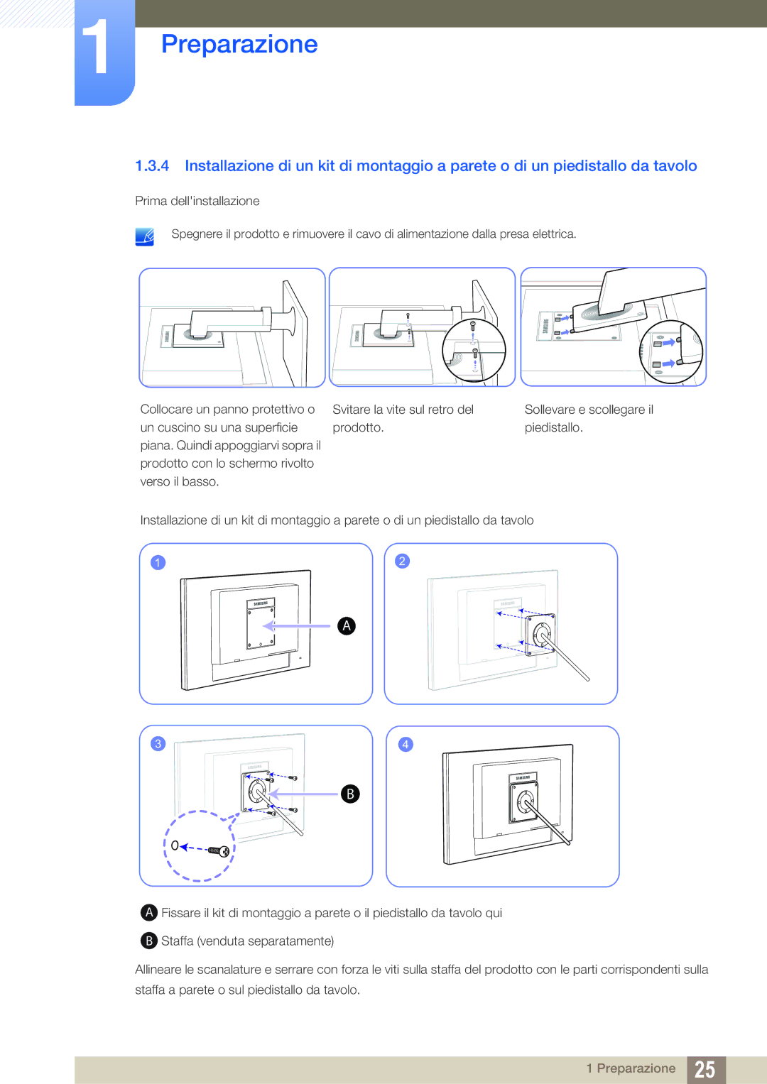 Samsung LF22FN1PFBZXEN, LF24FN1PFBZXEN manual Sollevare e scollegare il 