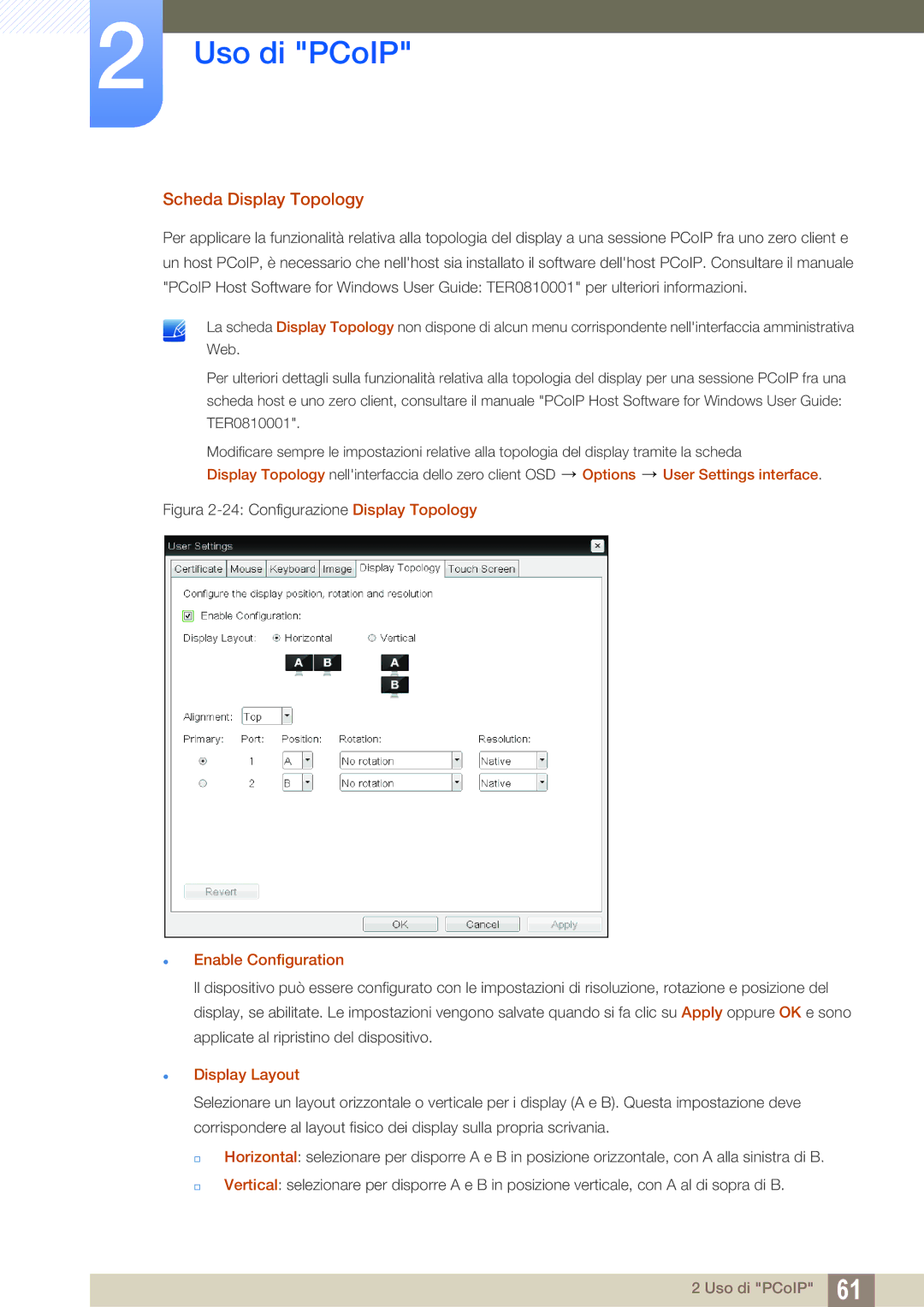 Samsung LF22FN1PFBZXEN, LF24FN1PFBZXEN manual Scheda Display Topology,  Enable Configuration,  Display Layout 