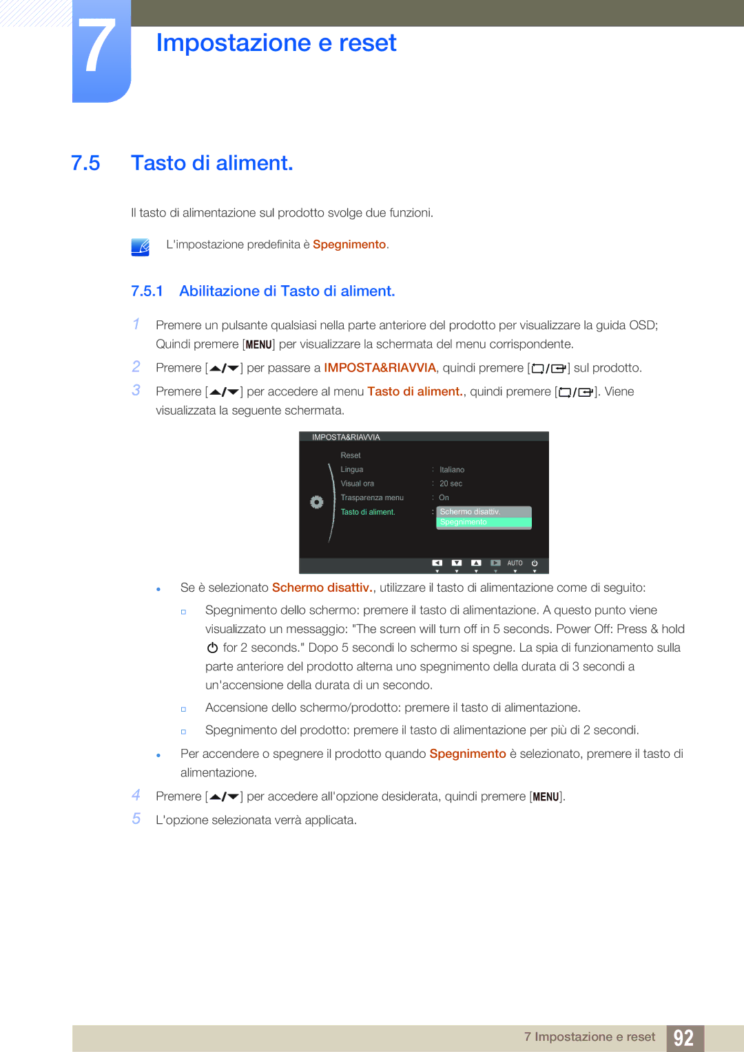 Samsung LF24FN1PFBZXEN, LF22FN1PFBZXEN manual Abilitazione di Tasto di aliment 