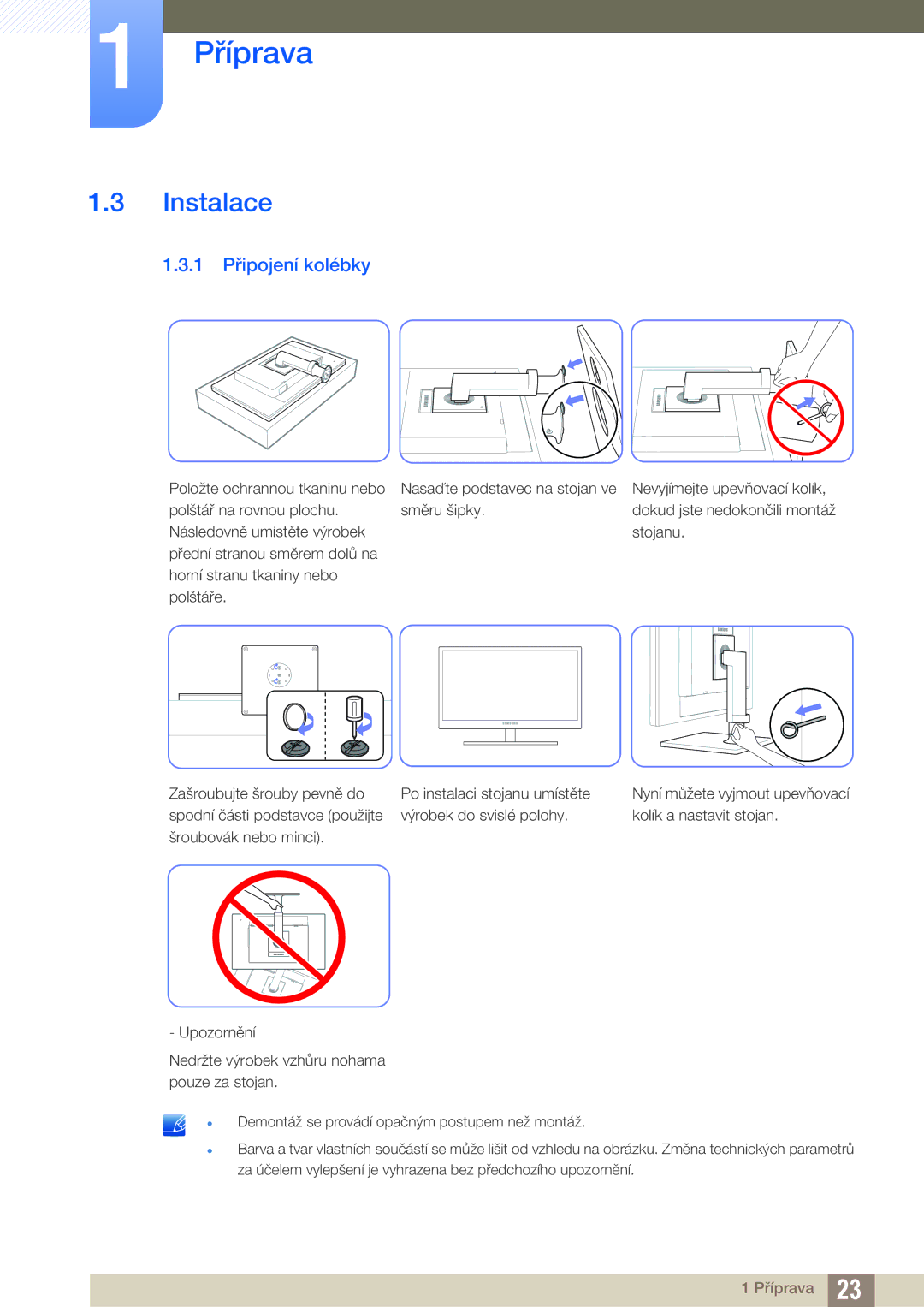 Samsung LF22FN1PFBZXEN, LF24FN1PFBZXEN manual Instalace, 1 Připojení kolébky 