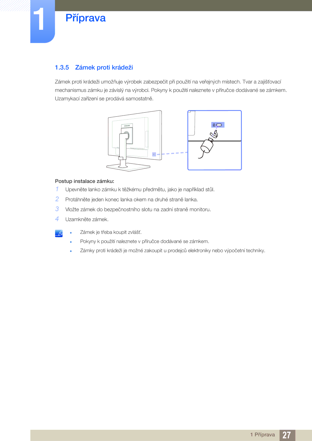 Samsung LF22FN1PFBZXEN, LF24FN1PFBZXEN manual 5 Zámek proti krádeži 