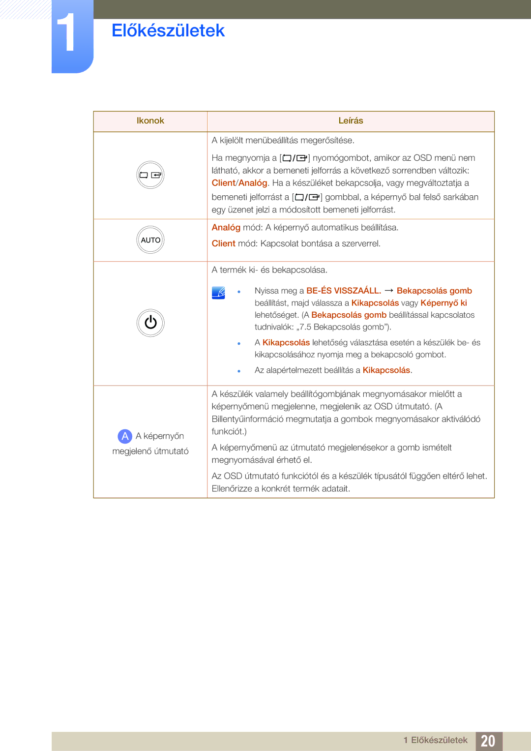 Samsung LF24FN1PFBZXEN, LF22FN1PFBZXEN manual  Nyissa meg a BE-ÉS Visszaáll Bekapcsolás gomb 