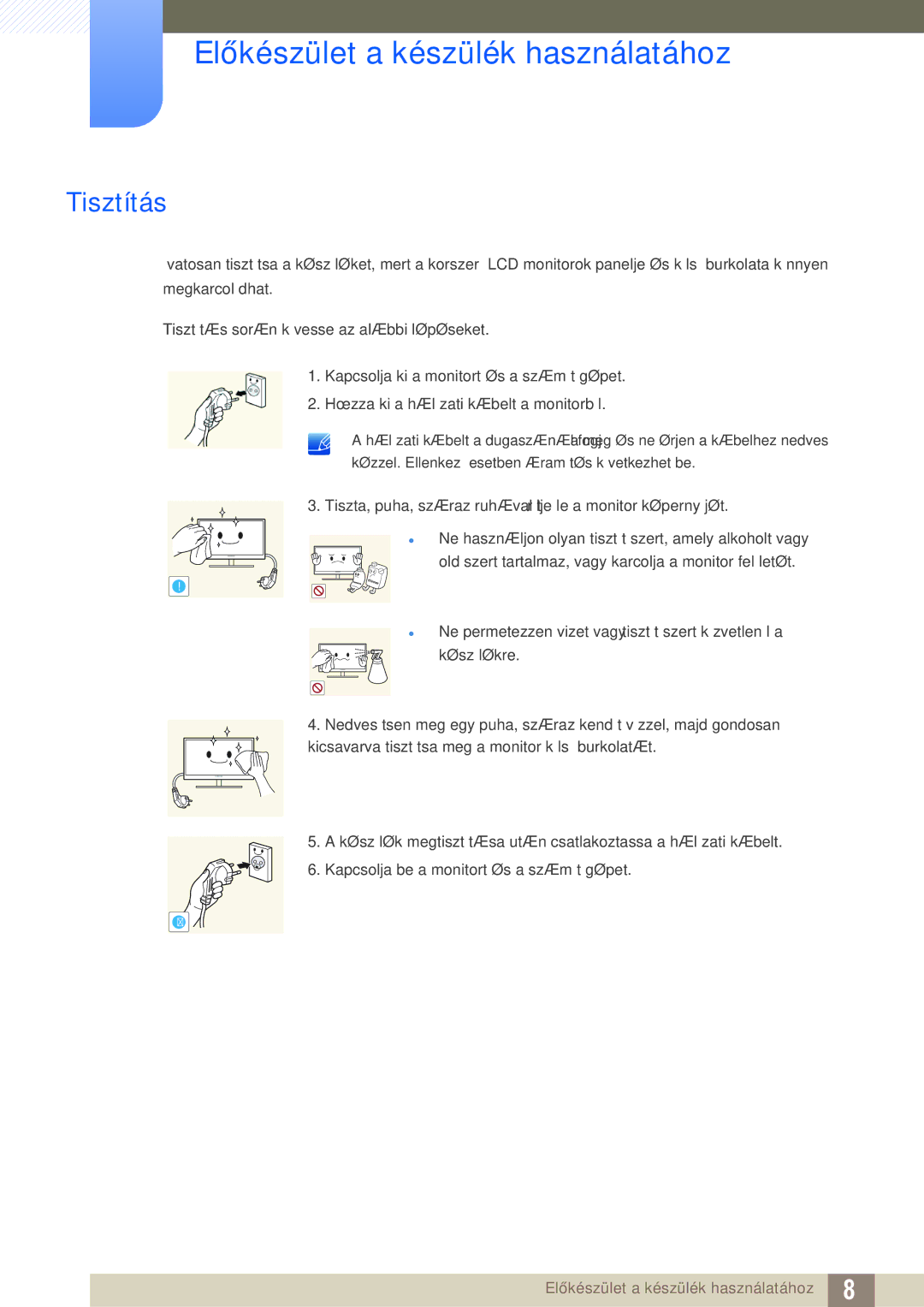 Samsung LF24FN1PFBZXEN, LF22FN1PFBZXEN manual Tisztítás 