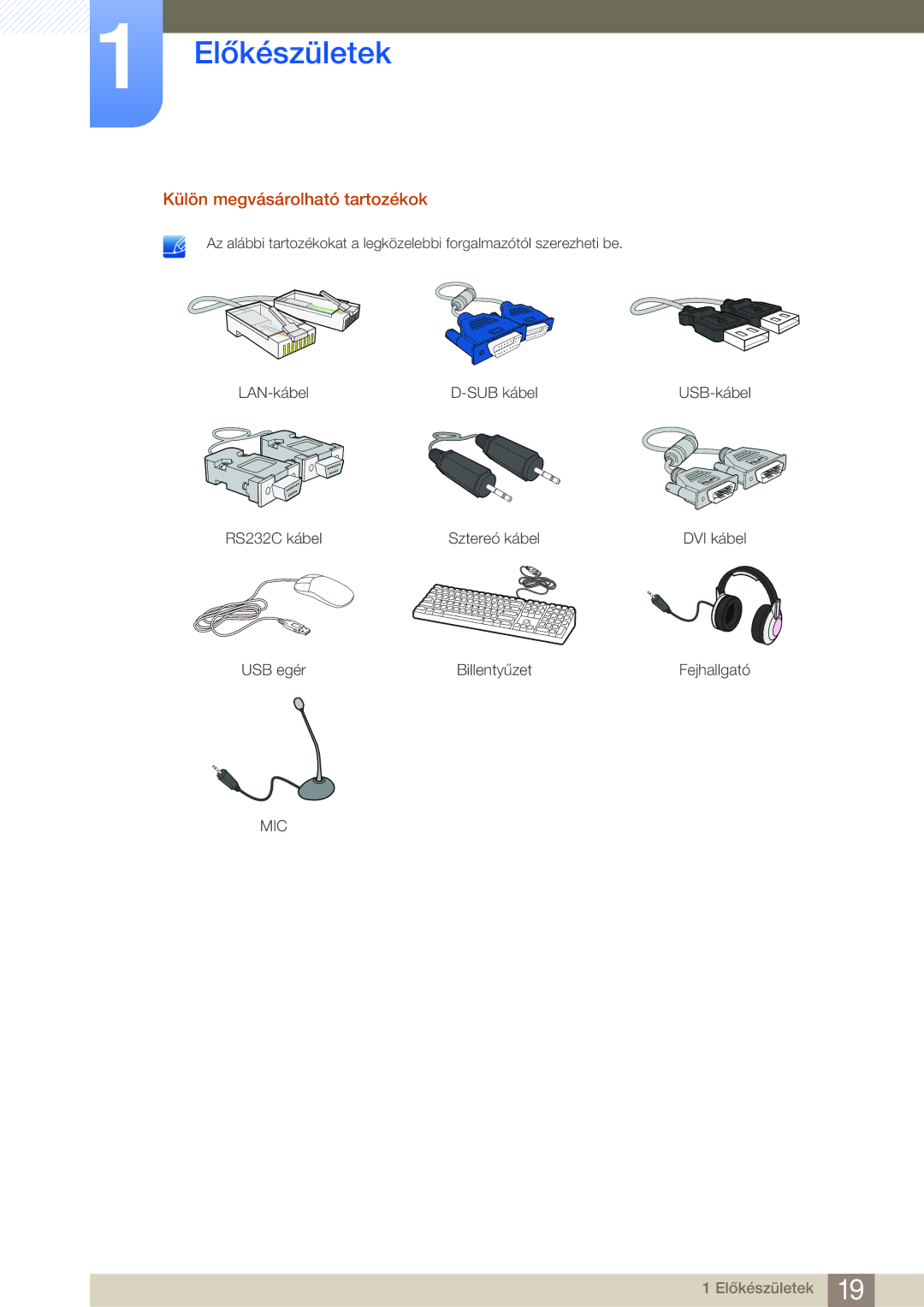 Samsung LF24FN1PFBZXEN manual Külön megvásárolható tartozékok 