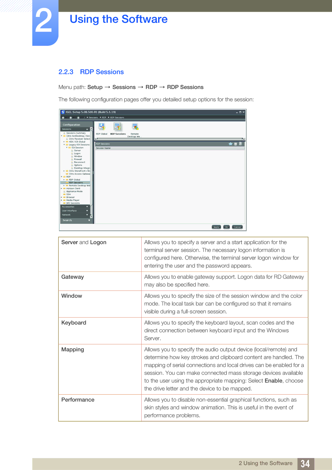 Samsung LF24FT1LFGZXEN, LF22FT1LFGZXEN manual RDP Sessions 