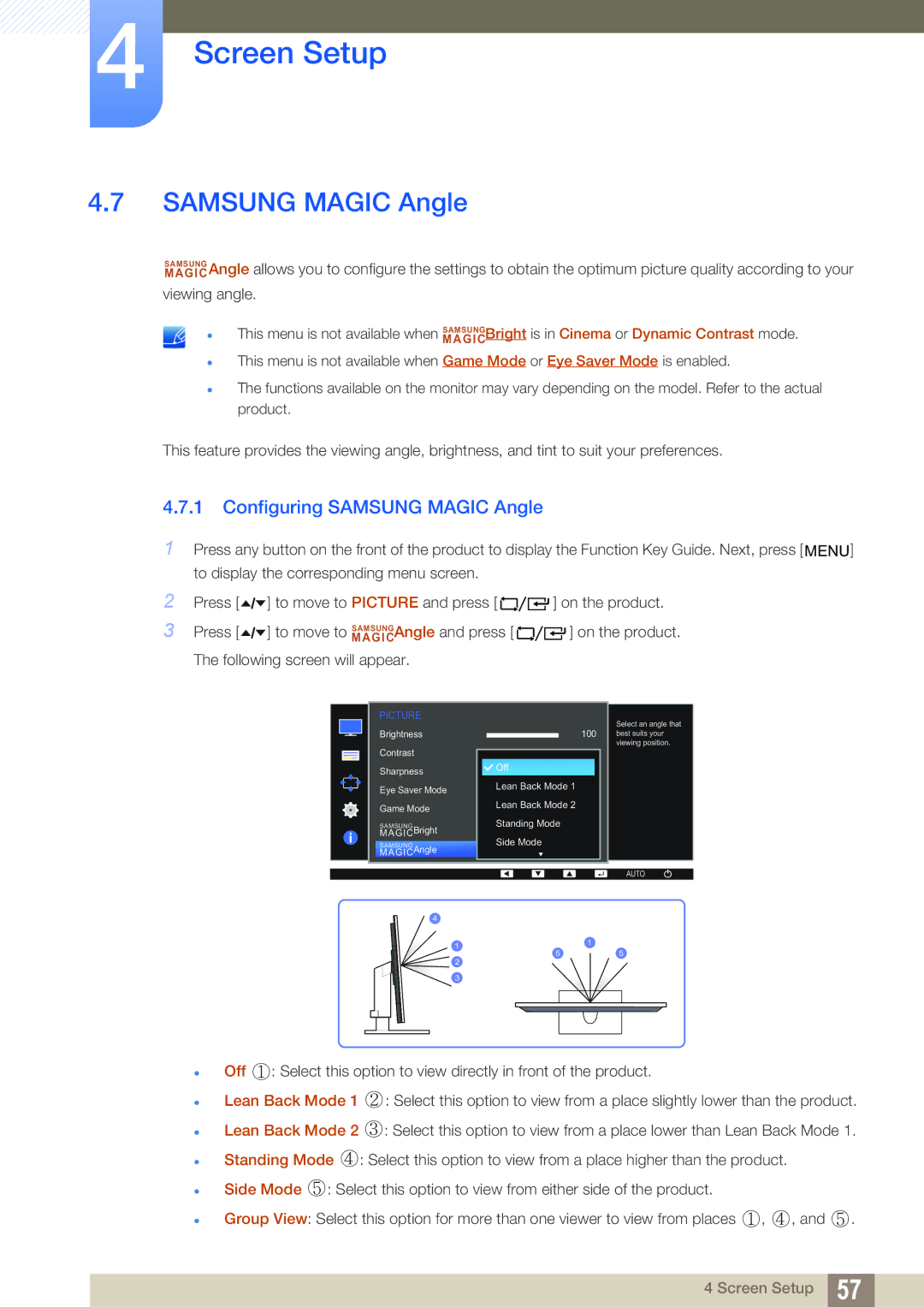 Samsung LF22FT1LFGZXEN, LF24FT1LFGZXEN manual Configuring Samsung Magic Angle 