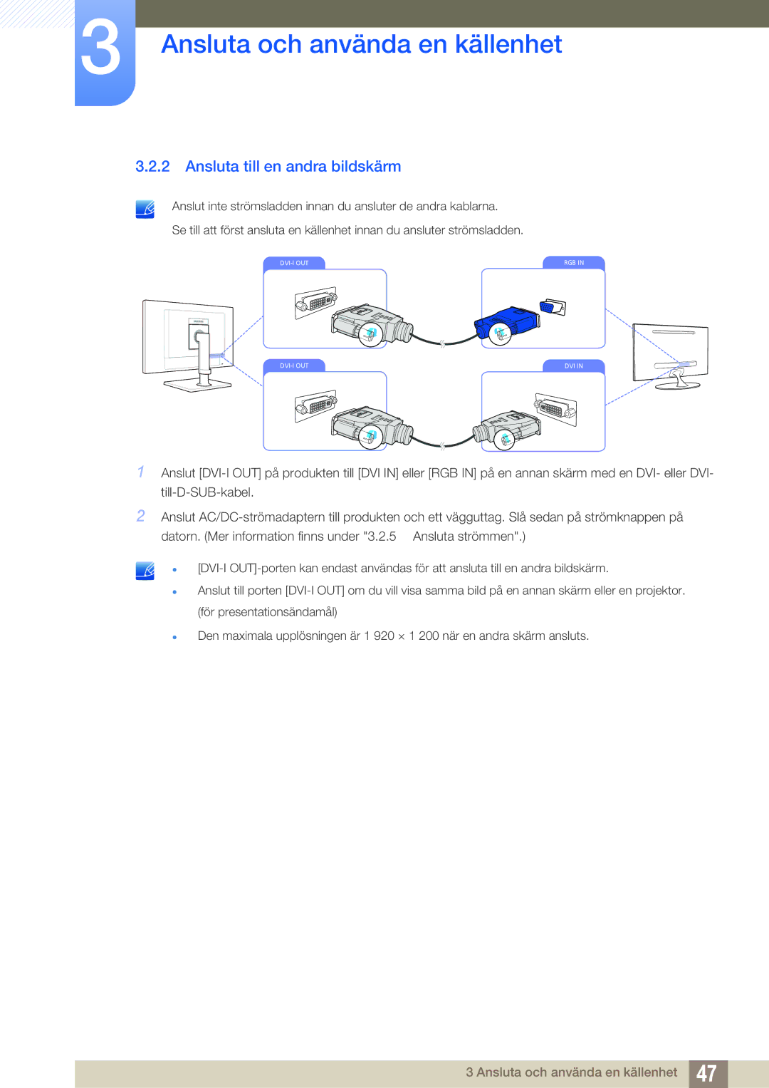 Samsung LF22FT1LFGZXEN, LF24FT1LFGZXEN manual Ansluta till en andra bildskärm 