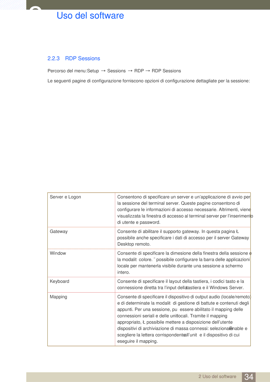 Samsung LF24FT1LFGZXEN manual RDP Sessions 