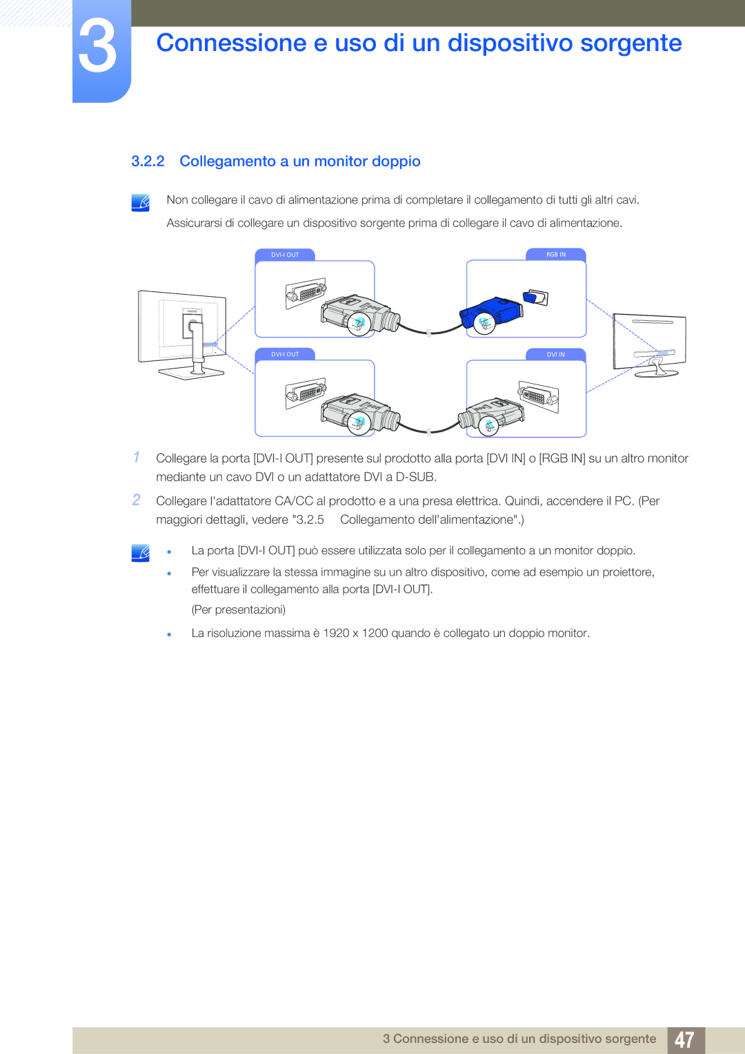 Samsung LF24FT1LFGZXEN manual Collegamento a un monitor doppio 