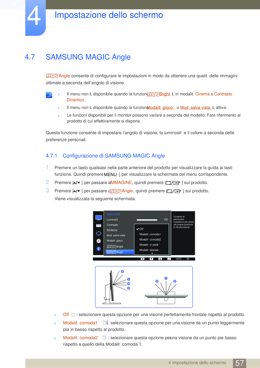 Samsung LF24FT1LFGZXEN manual Configurazione di Samsung Magic Angle 