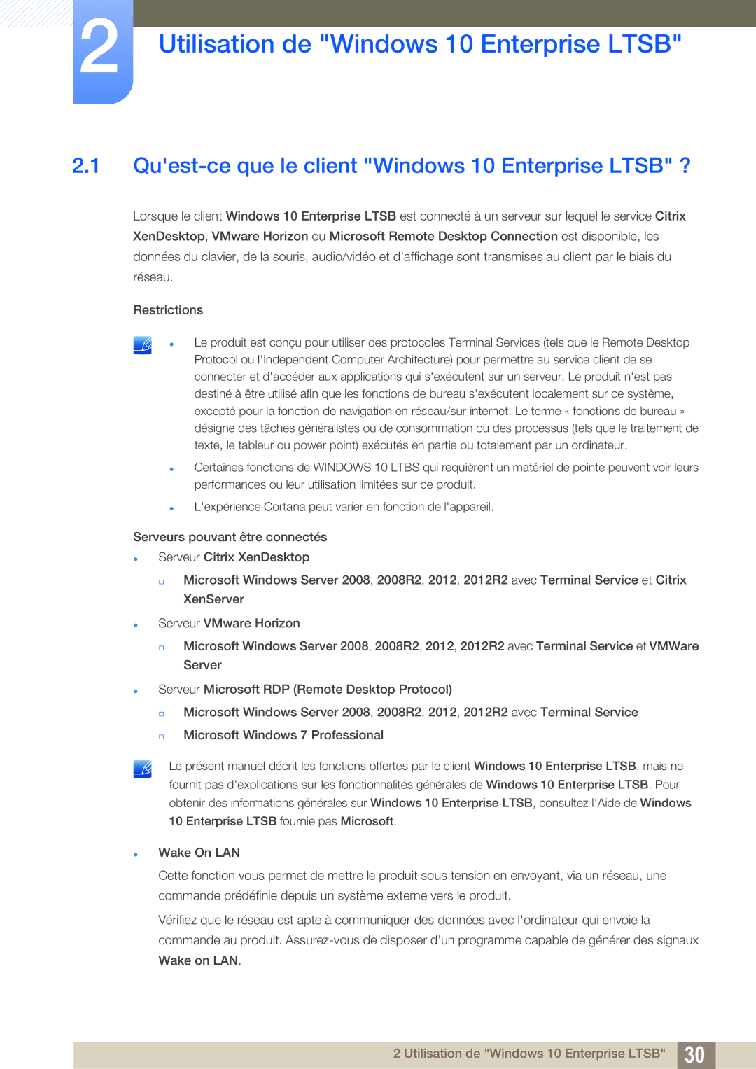 Samsung LF24FT2TFPZXEN Utilisation de Windows 10 Enterprise Ltsb, Quest-ce que le client Windows 10 Enterprise Ltsb ? 