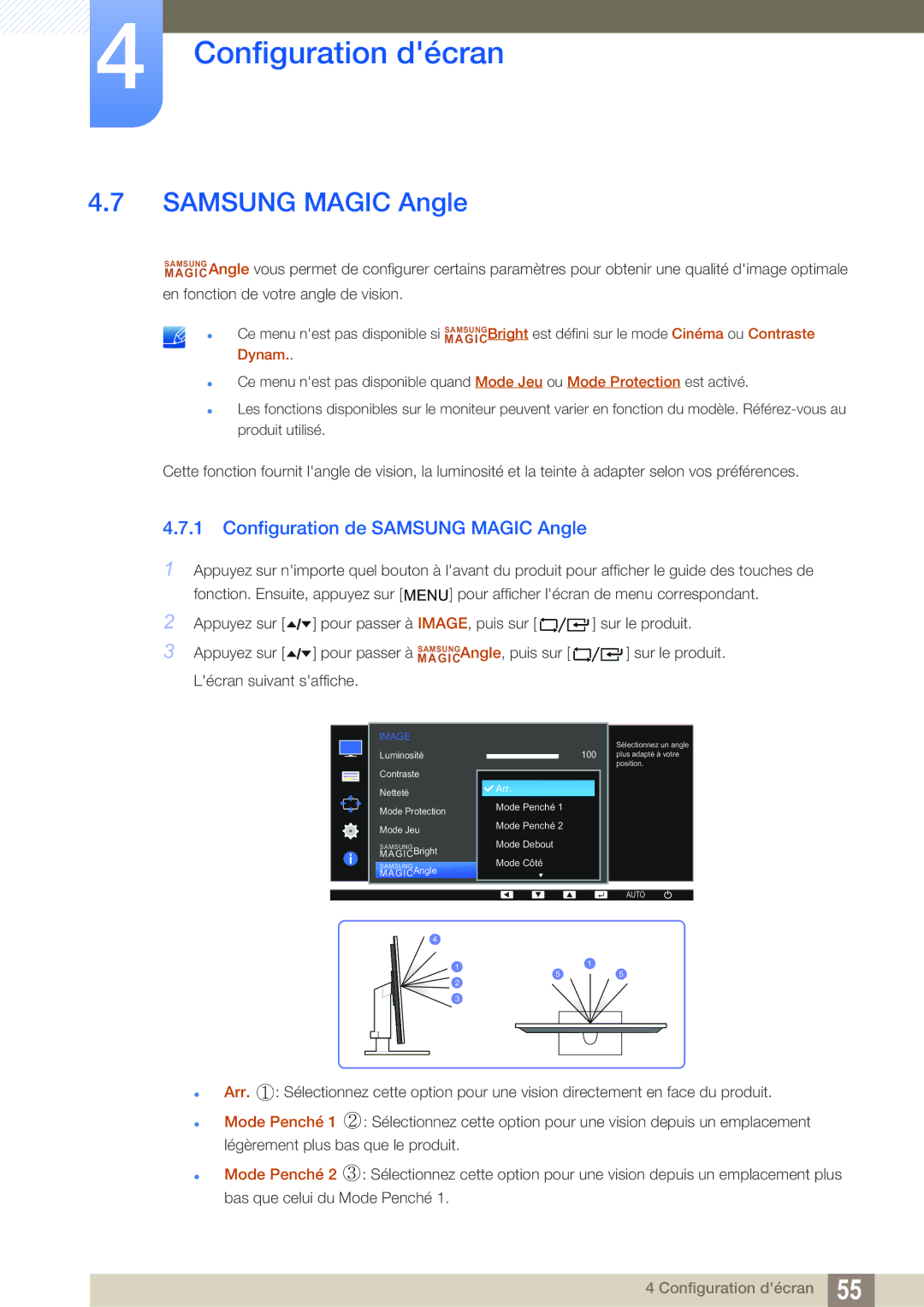 Samsung LF22FT2WFPZXEN, LF24FT2WFPZXEN manual Configuration de Samsung Magic Angle 