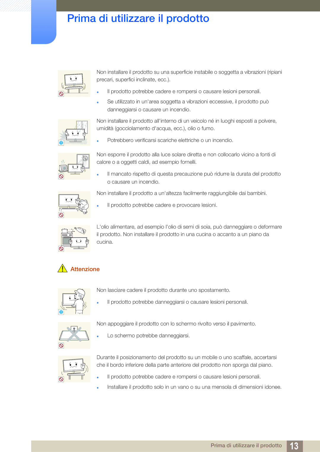 Samsung LF22FT2WFPZXEN, LF24FT2WFPZXEN manual Potrebbero verificarsi scariche elettriche o un incendio 