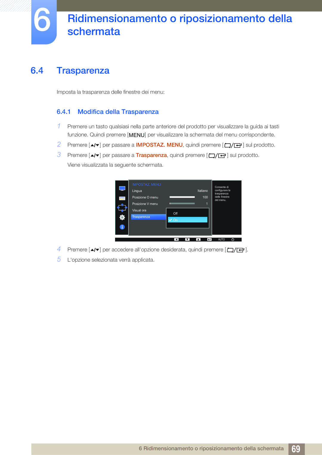 Samsung LF22FT2WFPZXEN, LF24FT2WFPZXEN manual Modifica della Trasparenza 