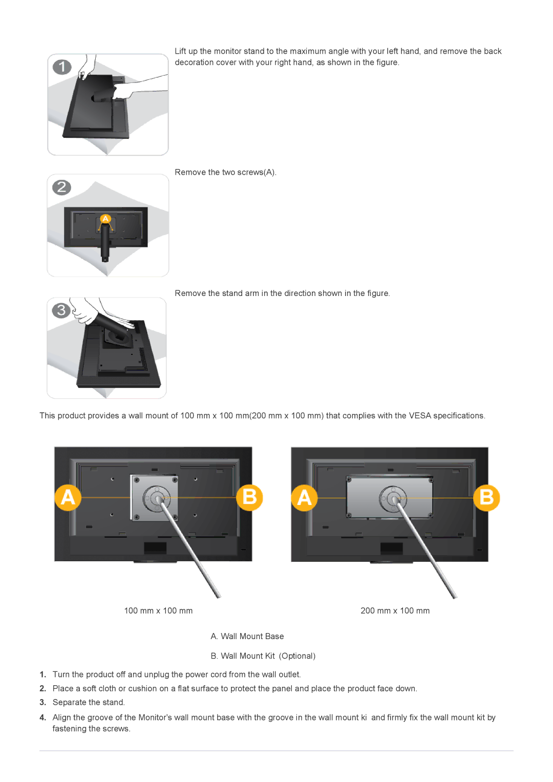 Samsung LF24MGSLBP/EN, LF24MGSLB2/EN, LF24MGSLB1/EN, LF24MGSLBR/EN, LF19MGSLBR/EN, LF19MGSLBP/EN, LF19MGWLBM/EN Mm x 100 mm 