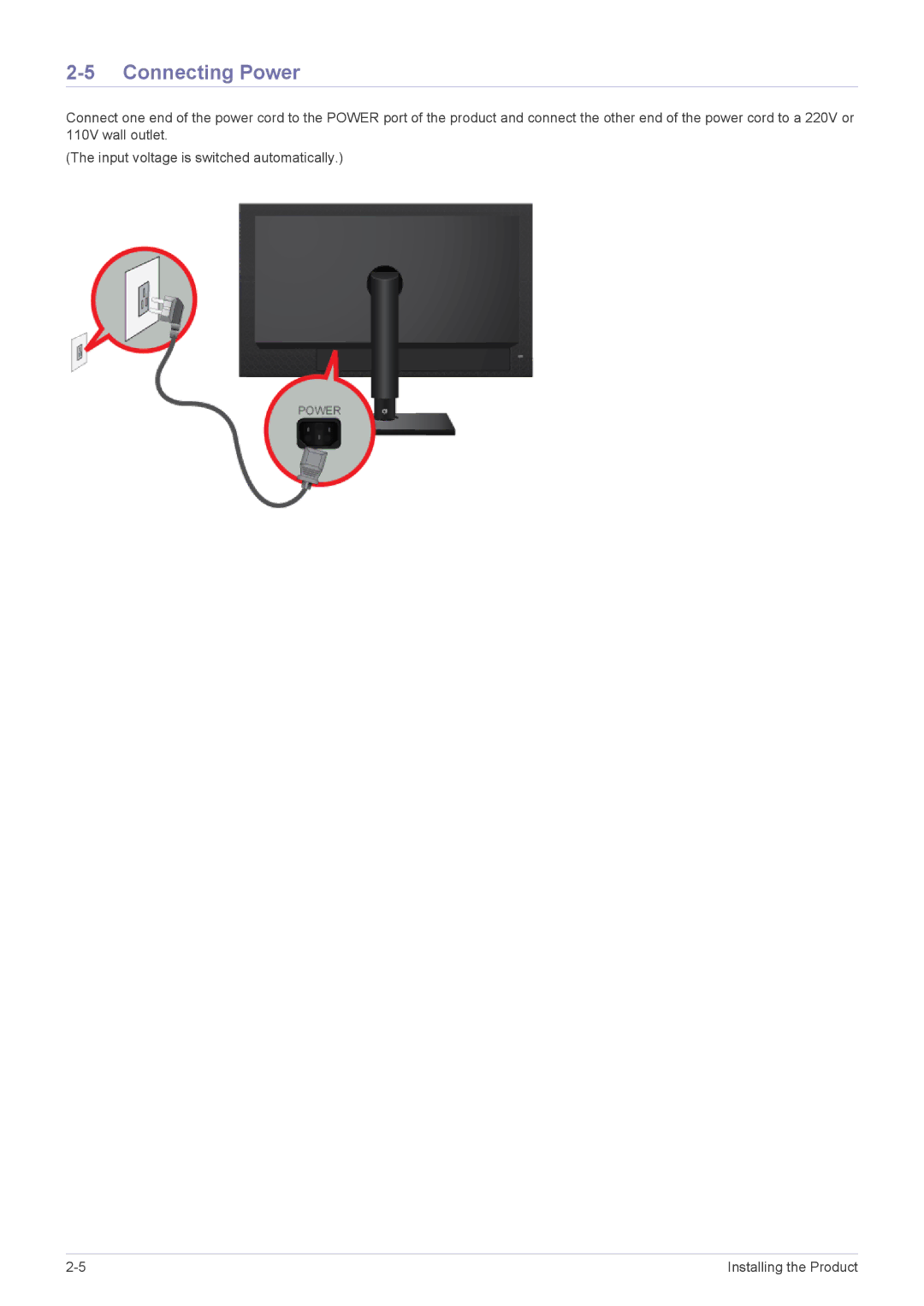 Samsung LF19MGWLBM/EN, LF24MGSLB2/EN, LF24MGSLB1/EN, LF24MGSLBR/EN, LF19MGSLBR/EN, LF19MGSLBP/EN manual Connecting Power 