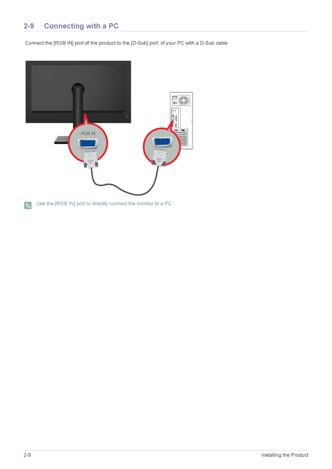 Samsung LF24MGSLBM/EN, LF24MGSLB2/EN, LF24MGSLB1/EN, LF24MGSLBR/EN, LF19MGSLBR/EN, LF19MGSLBP/EN manual Connecting with a PC 