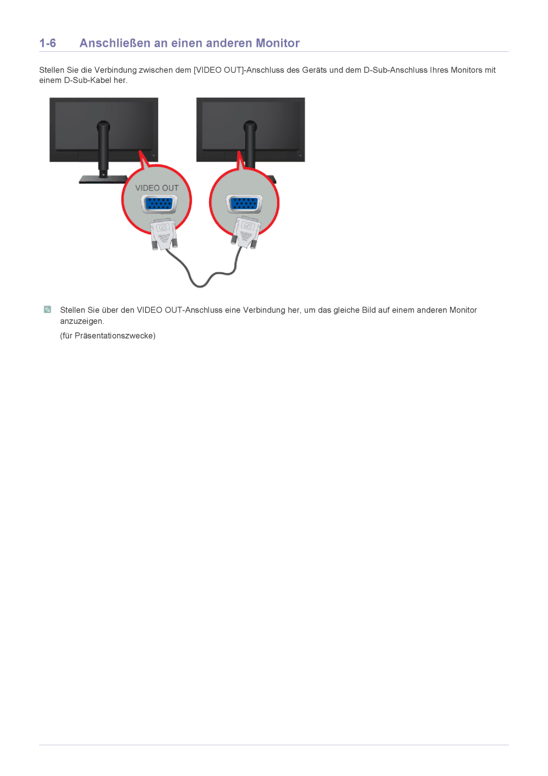 Samsung LF24MGSLBR/EN, LF24MGSLB2/EN, LF24MGSLB1/EN, LF19MGSLBR/EN, LF19MGSLBP/EN manual Anschließen an einen anderen Monitor 