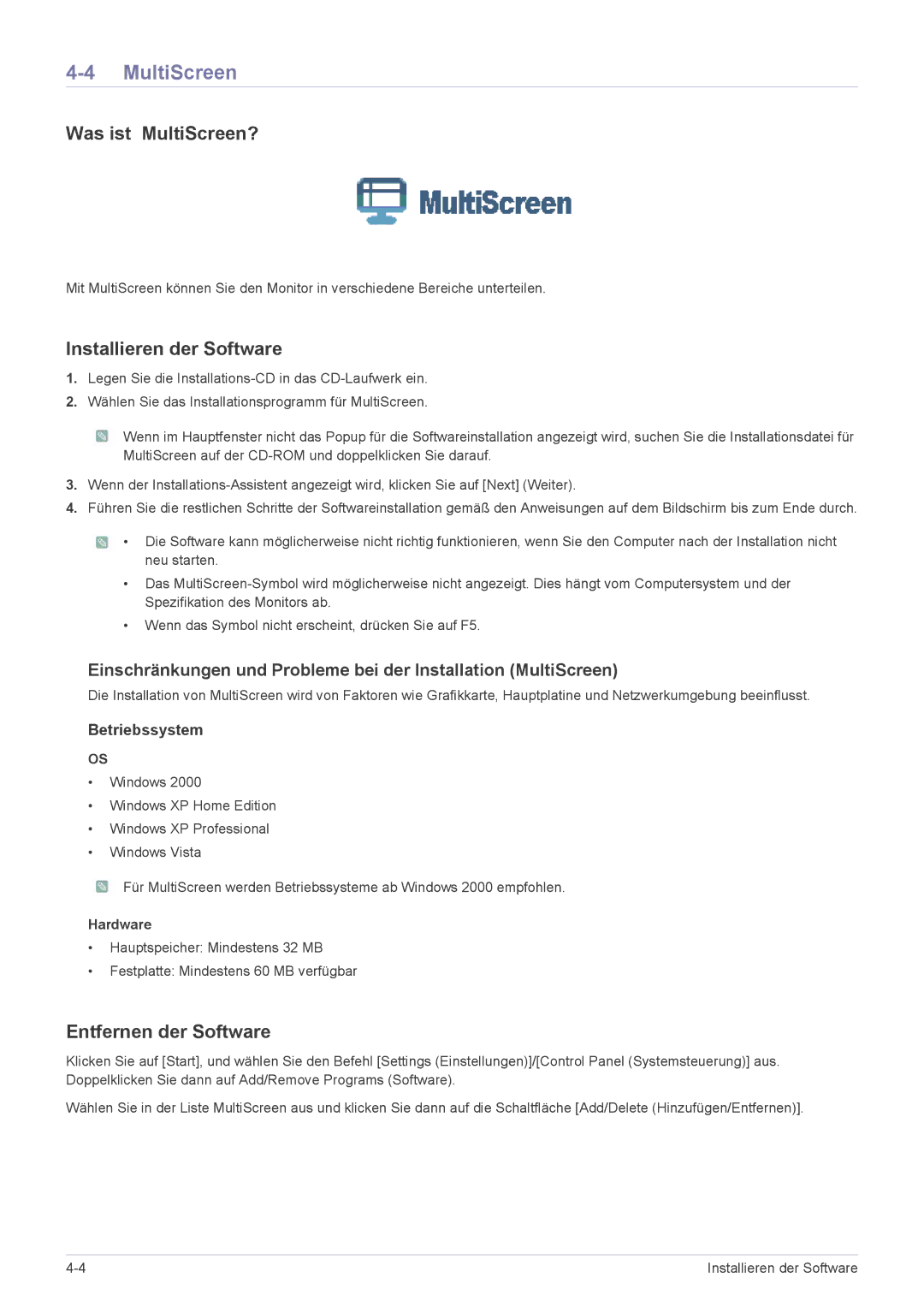 Samsung LF24MGSLBR/EN, LF24MGSLB2/EN, LF24MGSLB1/EN, LF19MGSLBR/EN, LF19MGSLBP/EN, LF24MGSLBP/EN manual Was ist MultiScreen? 