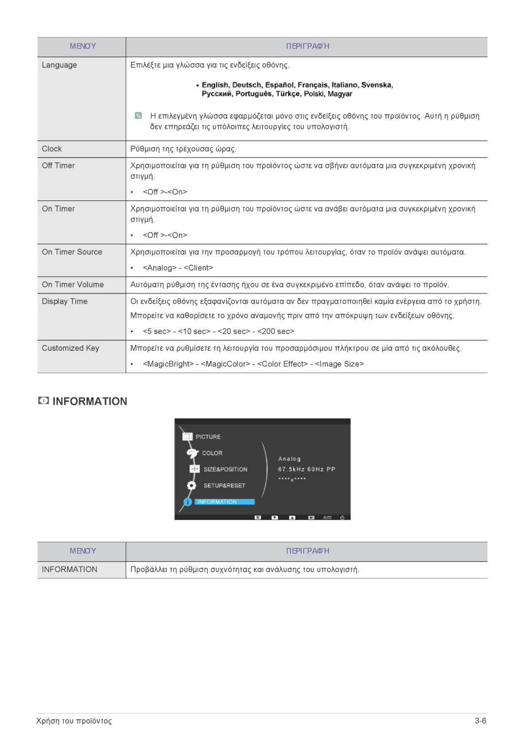 Samsung LF19MGSLBP/EN, LF24MGSLBR/EN, LF19MGSLBR/EN, LF19MGWLBM/EN Language Επιλέξτε μια γλώσσα για τις ενδείξεις οθόνης 