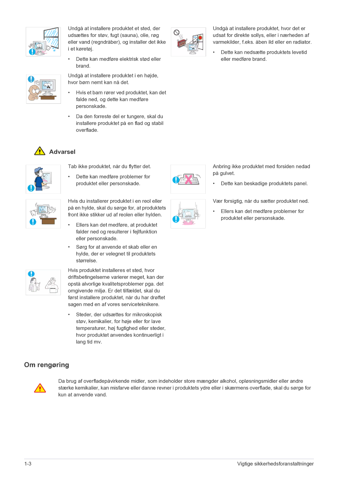 Samsung LF19MGSLBR/EN, LF24MGSLBR/EN manual Om rengøring 