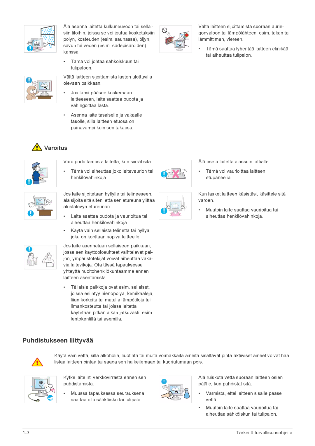 Samsung LF19MGSLBR/EN, LF24MGSLBR/EN manual Puhdistukseen liittyvää 