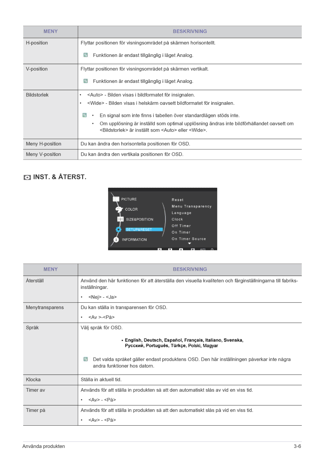 Samsung LF19MGSLBR/EN, LF24MGSLBR/EN manual INST. & Återst 