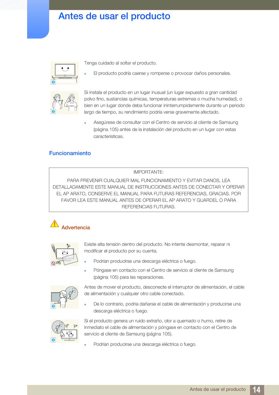 Samsung LF24NEBHBNM/EN, LF24FN1PFBZXEN manual Funcionamiento 