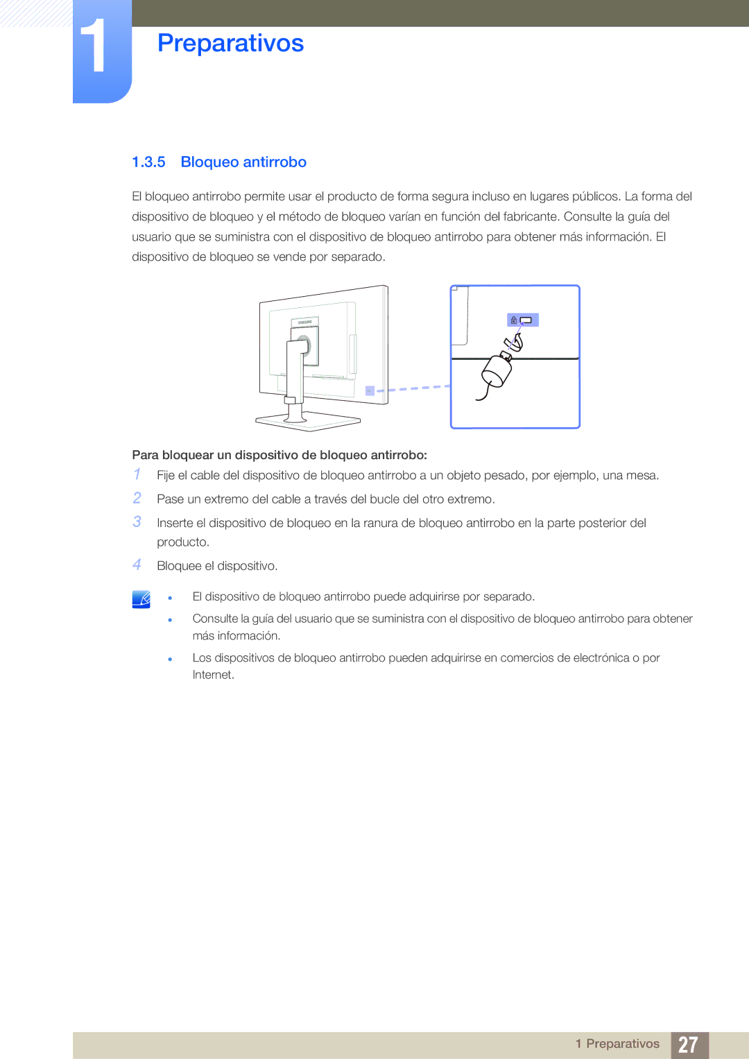 Samsung LF24FN1PFBZXEN, LF24NEBHBNM/EN manual Bloqueo antirrobo 