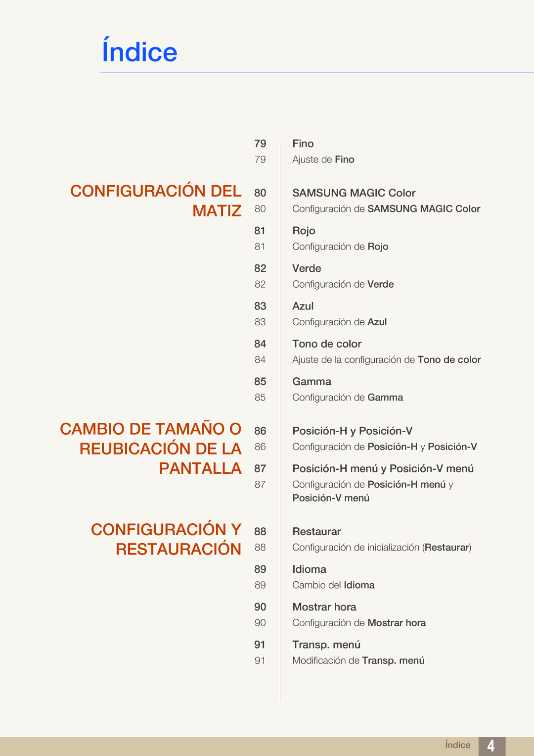 Samsung LF24NEBHBNM/EN, LF24FN1PFBZXEN manual Configuración Y Restauración 