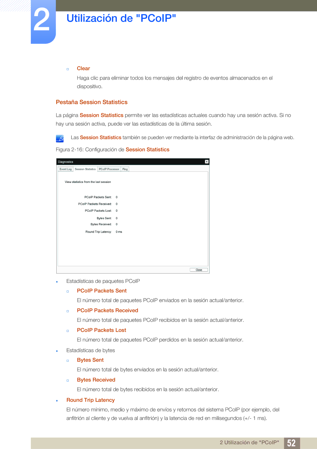 Samsung LF24NEBHBNM/EN, LF24FN1PFBZXEN manual Pestaña Session Statistics 