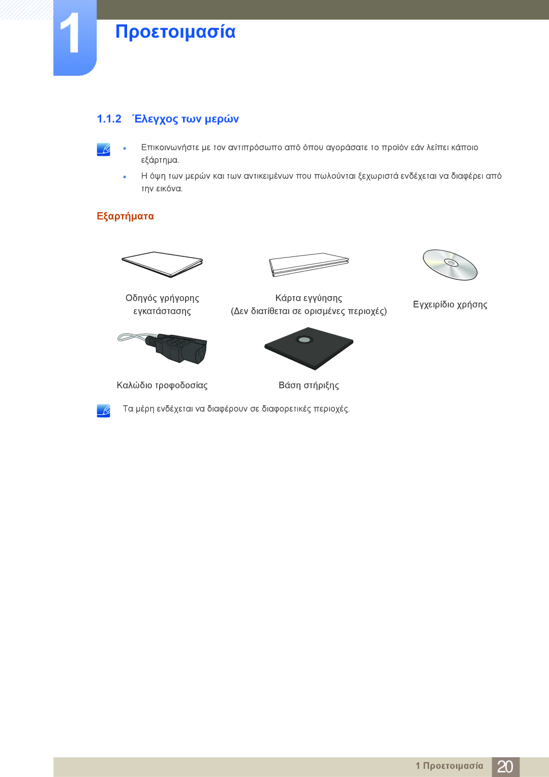 Samsung LF24NEBHBNM/EN manual 2 Έλεγχος των μερών, Εξαρτήματα 