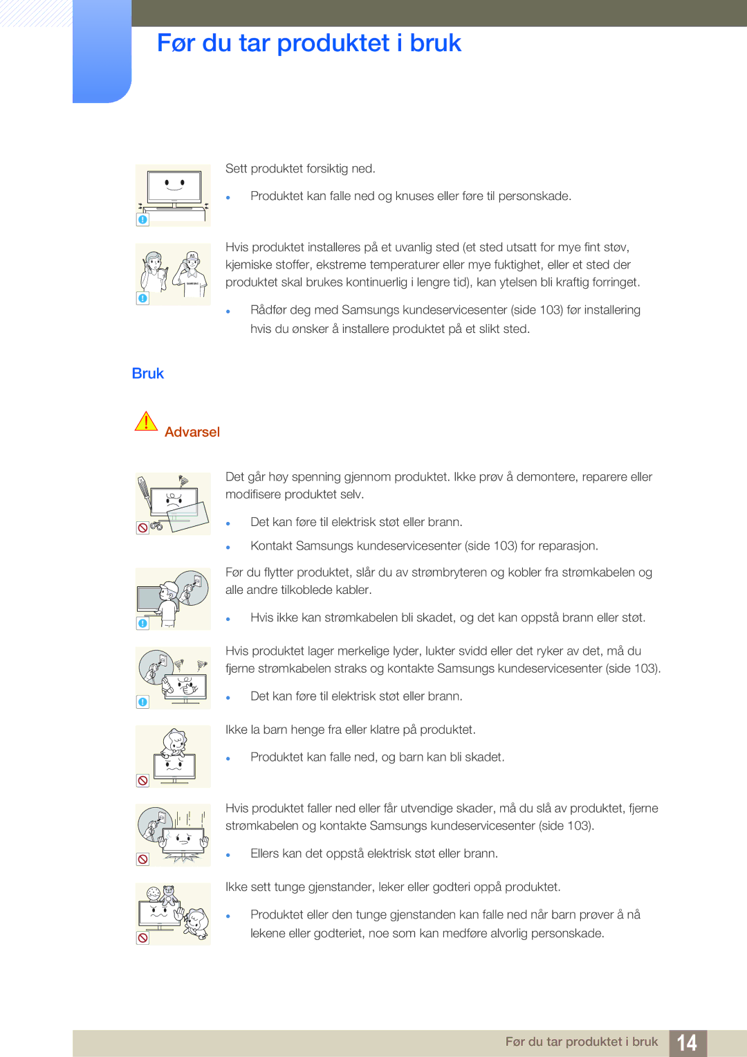 Samsung LF24NEBHBNM/EN, LF24NEBHBNU/EN, LF22NTBHBNM/EN, LF24FN1PFBZXEN manual Bruk 