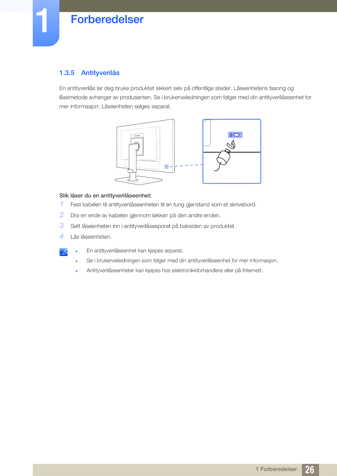 Samsung LF24NEBHBNM/EN, LF24NEBHBNU/EN, LF22NTBHBNM/EN, LF24FN1PFBZXEN manual Antityverilås 