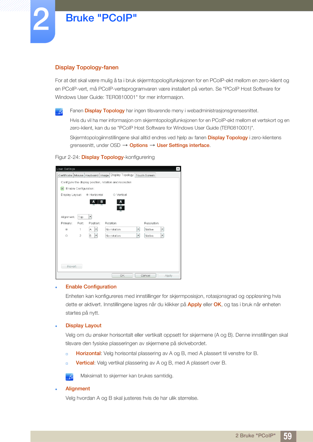 Samsung LF24FN1PFBZXEN, LF24NEBHBNU/EN manual Display Topology-fanen,  Enable Configuration,  Display Layout,  Alignment 