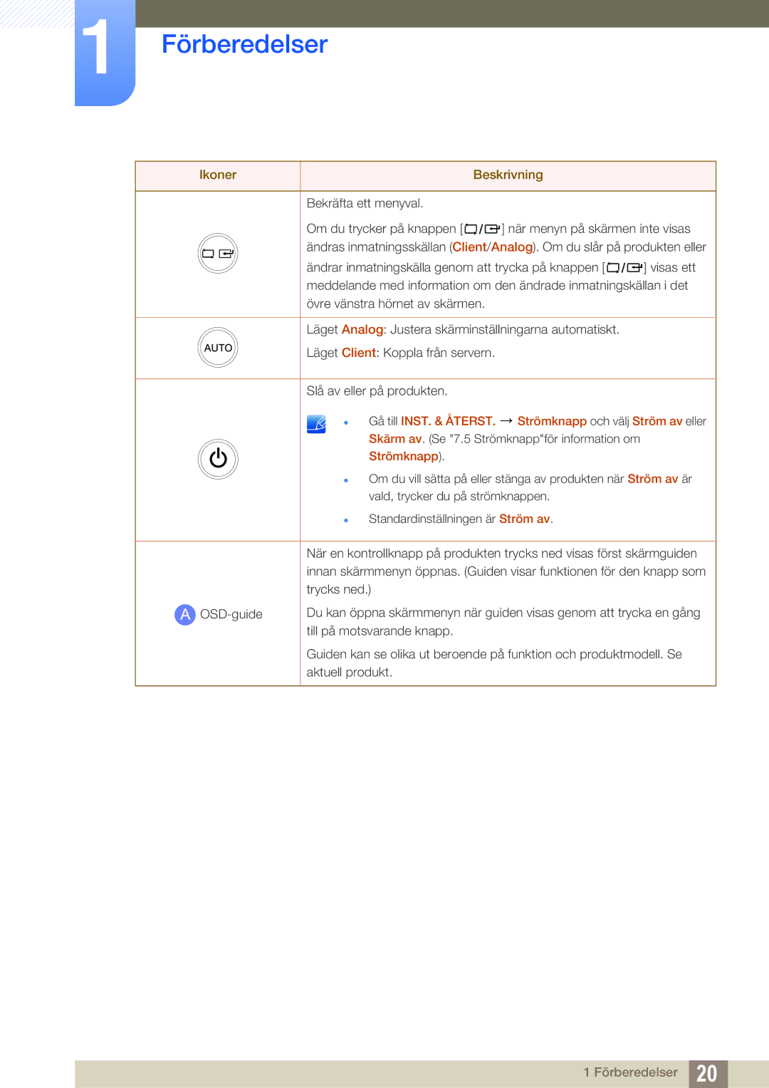 Samsung LF24NEBHBNU/EN, LF22NTBHBNM/EN, LF24NEBHBNM/EN manual  Gå till INST. & Återst Strömknapp och välj Ström av eller 