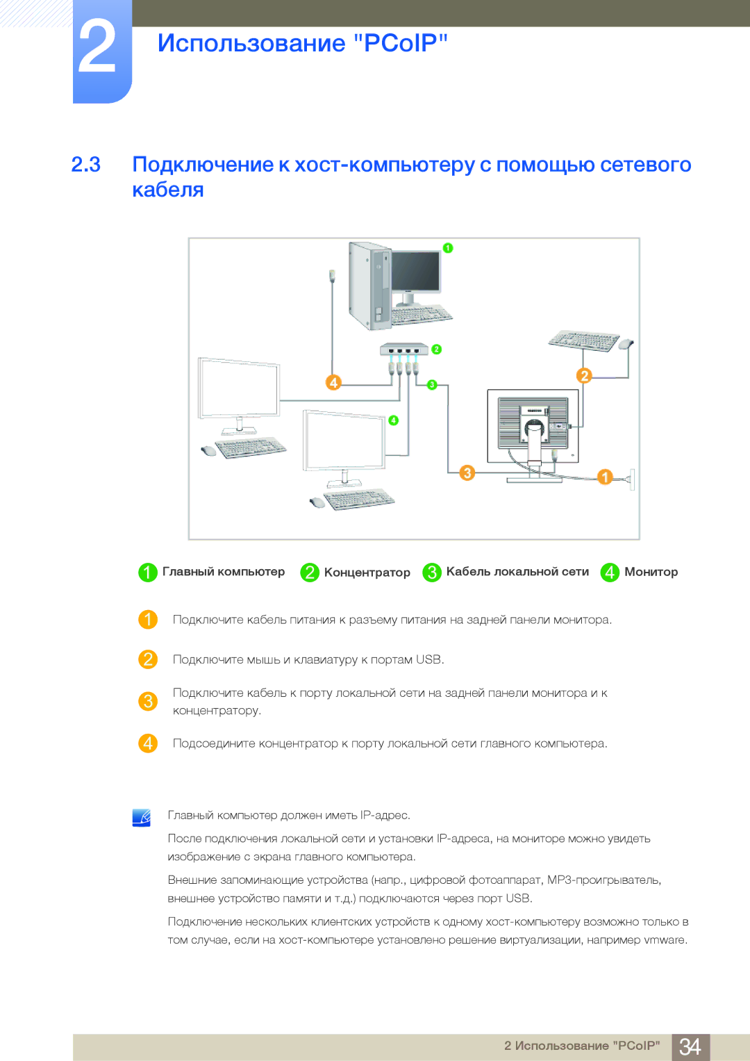 Samsung LF24FN1PFBZXEN, LF24NEBHBNU/EN, LF24FN1PFBZXCI manual Подключение к хост-компьютеру с помощью сетевого кабеля 