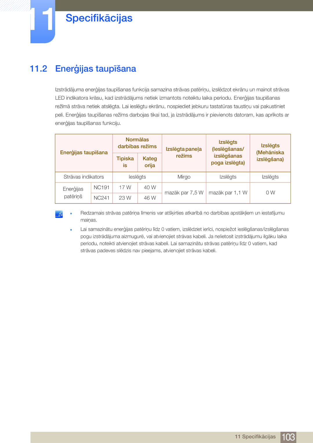 Samsung LF24FN1PFBZXEN, LF24NEBHBNU/EN manual Enerģijas taupīšana 