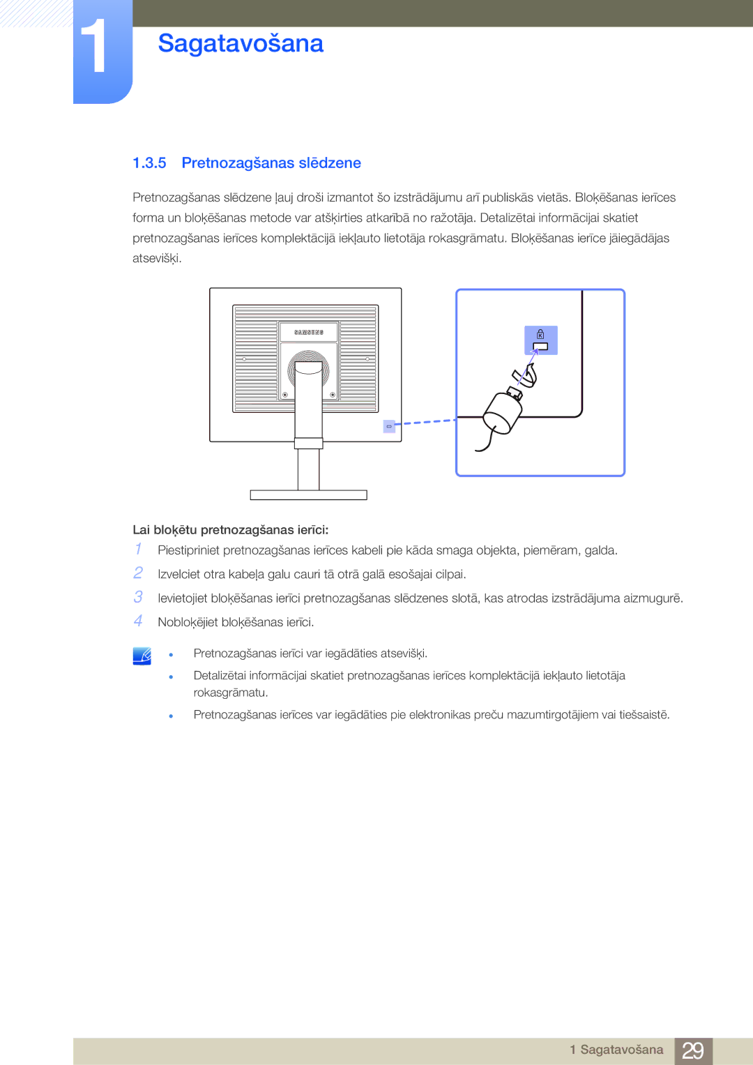 Samsung LF24FN1PFBZXEN, LF24NEBHBNU/EN manual Pretnozagšanas slēdzene 