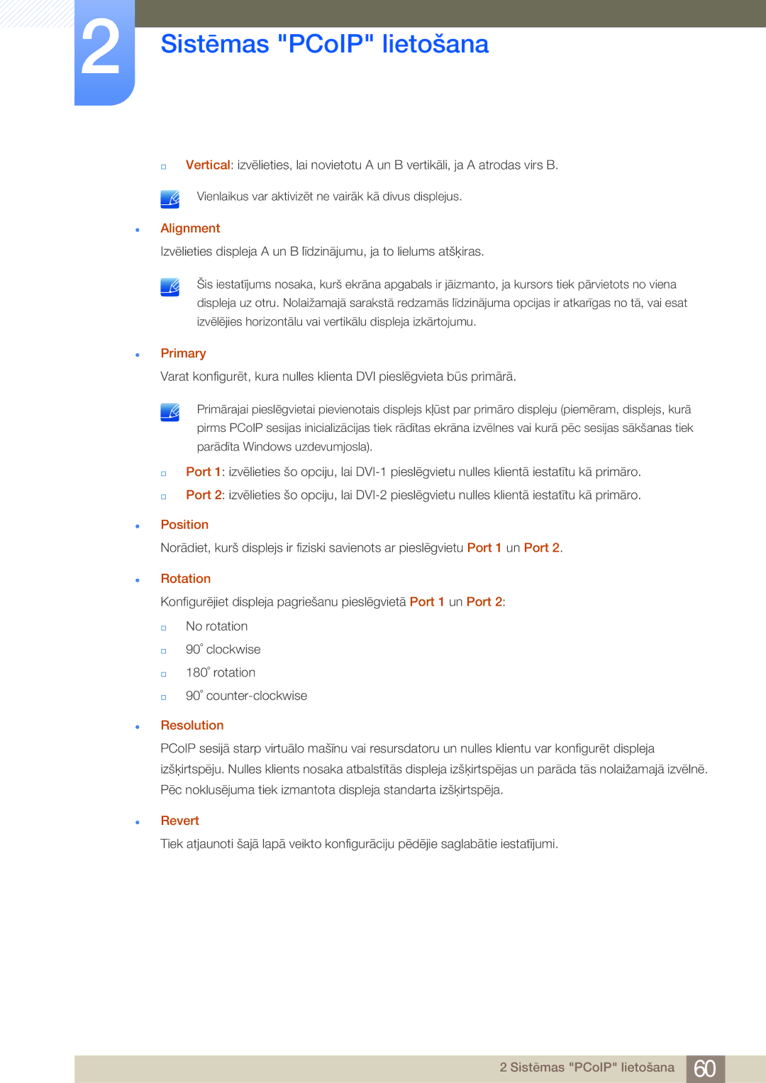 Samsung LF24NEBHBNU/EN, LF24FN1PFBZXEN manual Alignment, Primary, Position, Rotation, Resolution, Revert 