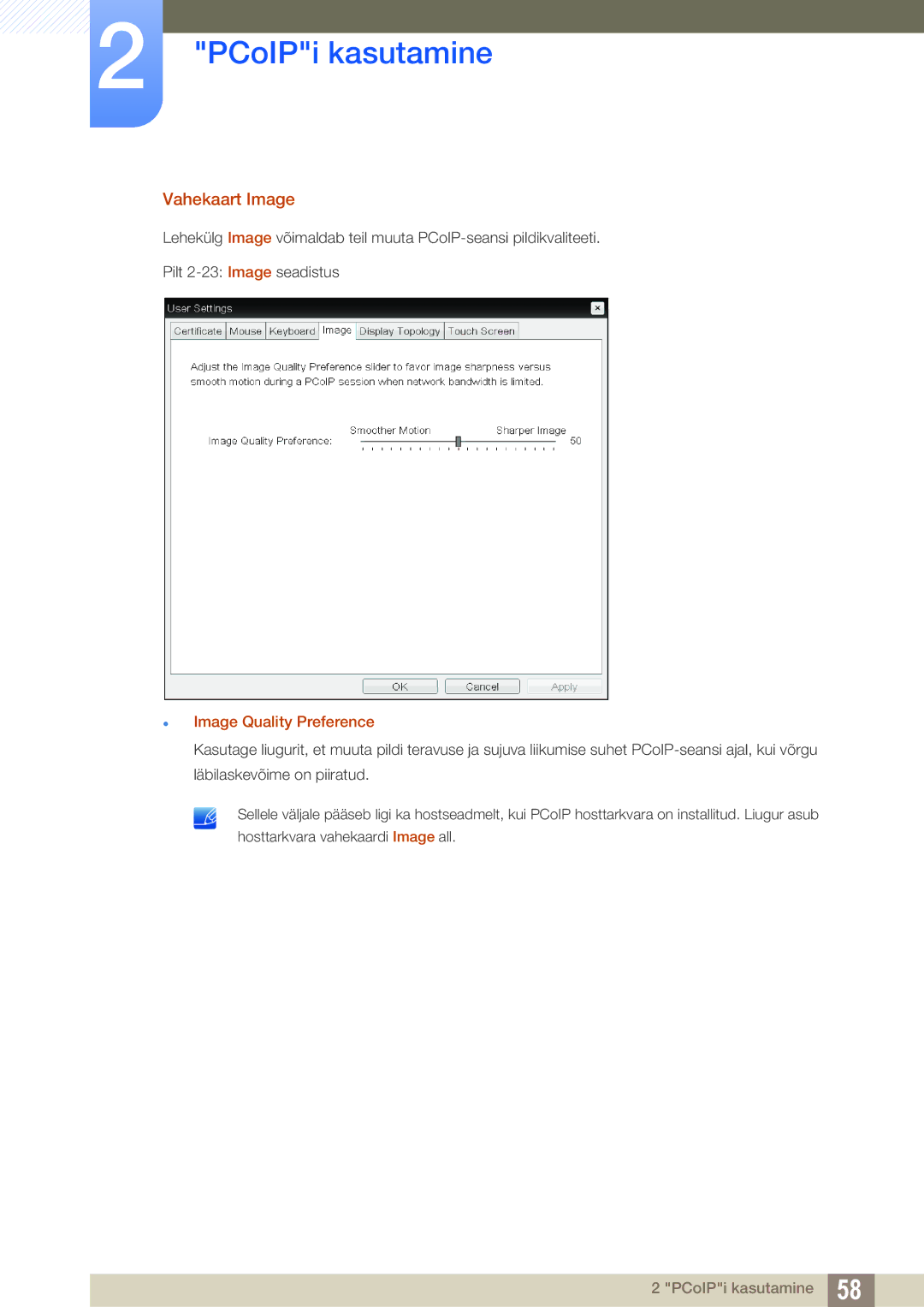 Samsung LF24NEBHBNU/EN, LF24FN1PFBZXEN manual Vahekaart Image,  Image Quality Preference 