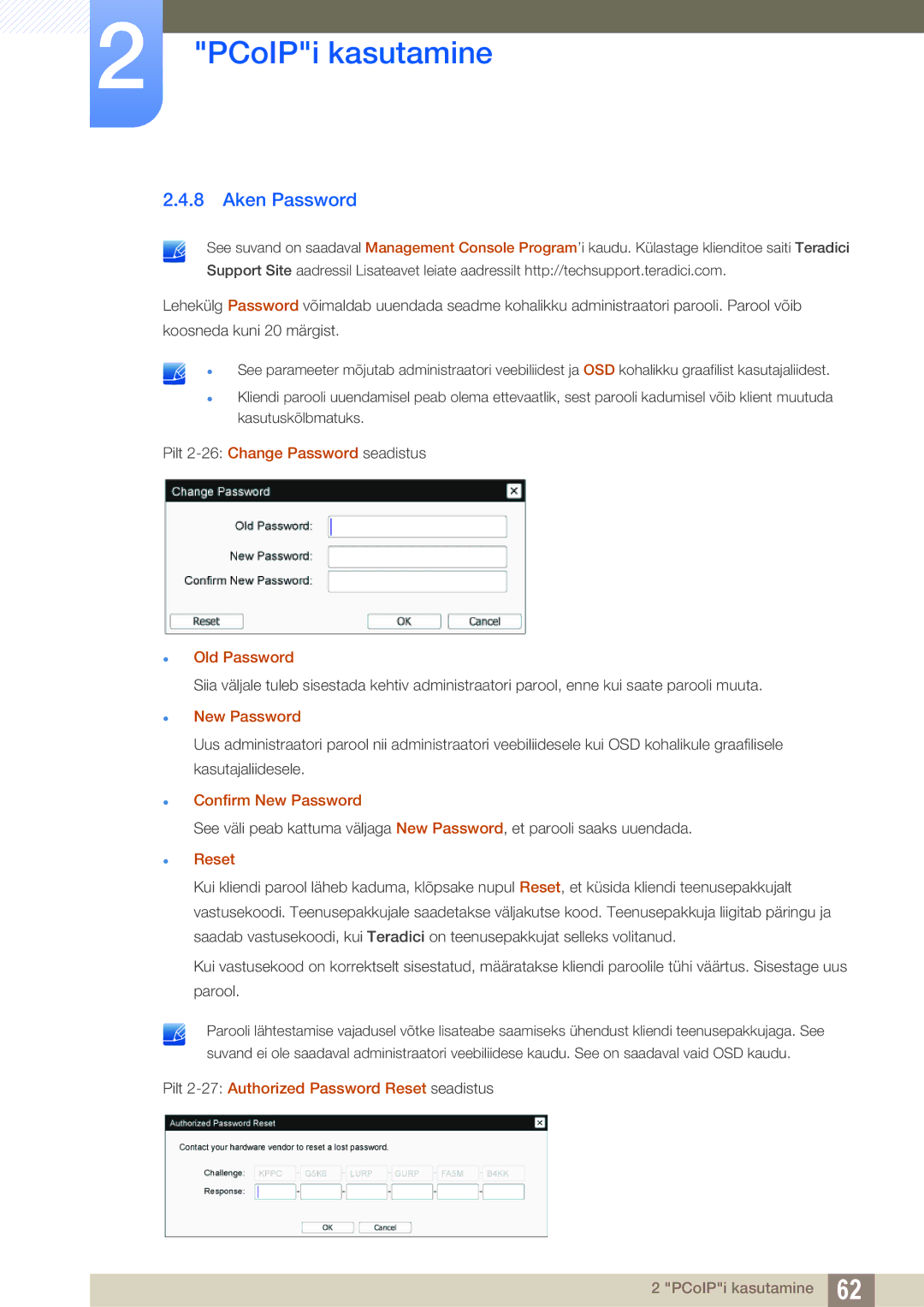 Samsung LF24NEBHBNU/EN Aken Password, Old Password, Confirm New Password, Pilt 2-27Authorized Password Reset seadistus 