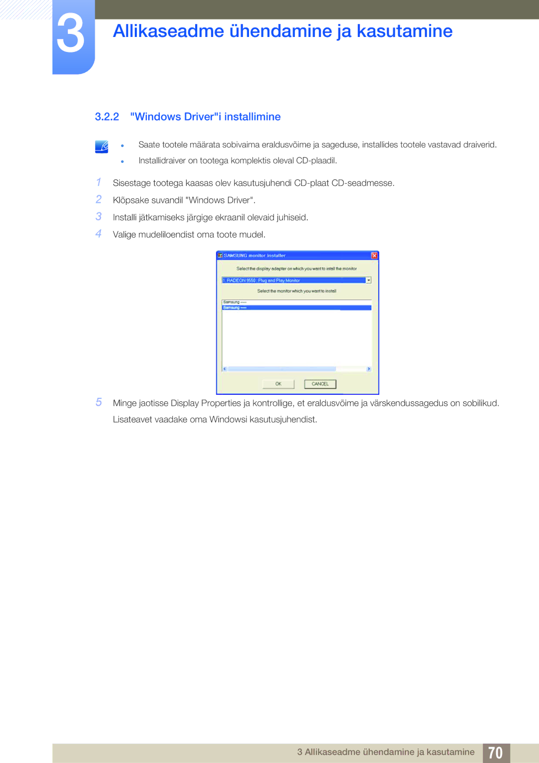 Samsung LF24NEBHBNU/EN, LF24FN1PFBZXEN manual Windows Driveri installimine 