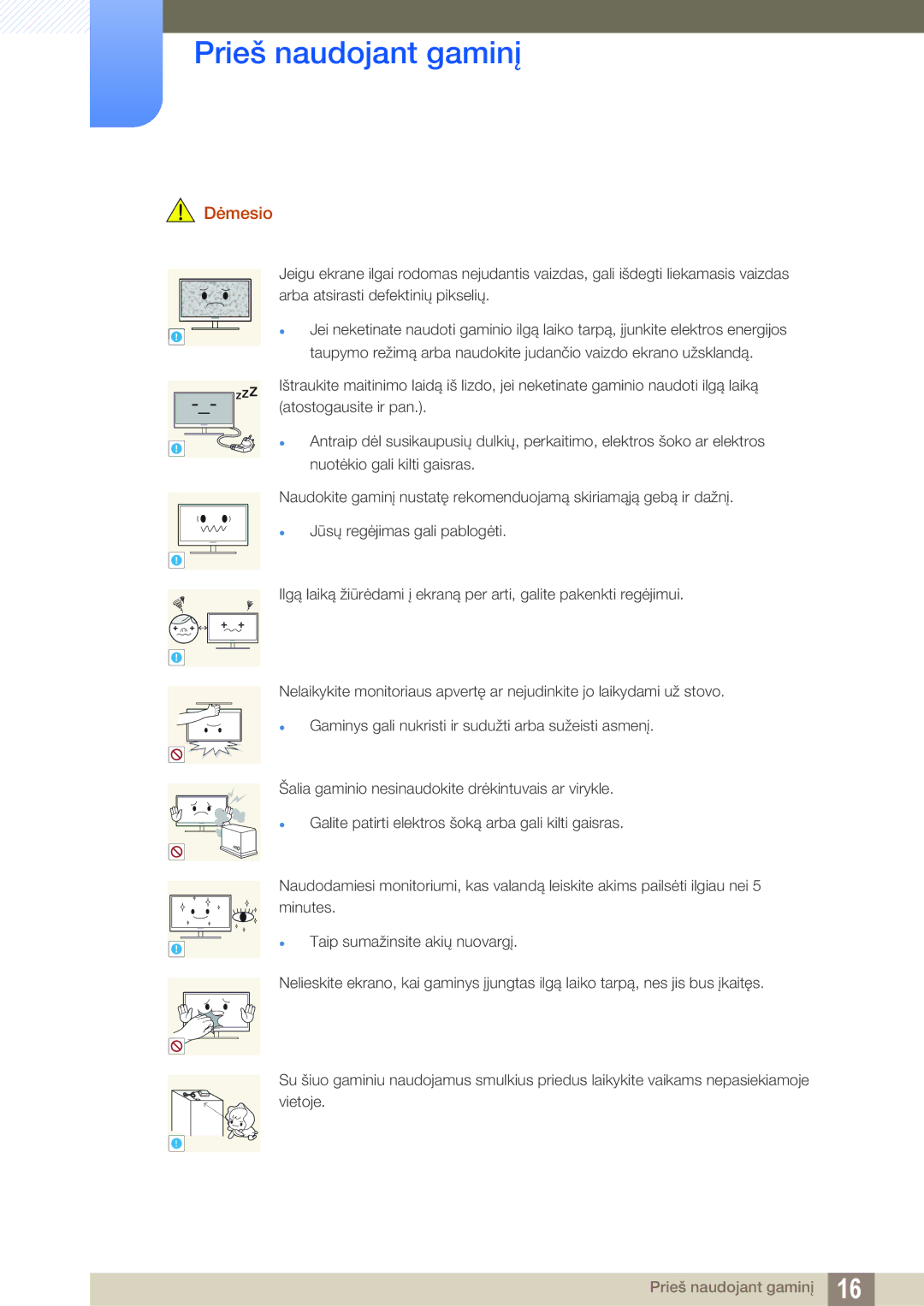 Samsung LF24NEBHBNU/EN, LF24FN1PFBZXEN manual Dėmesio 