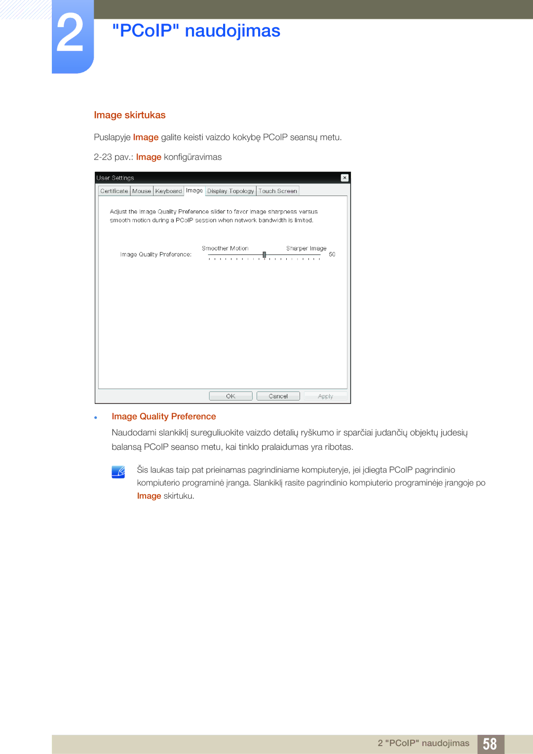 Samsung LF24NEBHBNU/EN, LF24FN1PFBZXEN manual Image skirtukas,  Image Quality Preference 