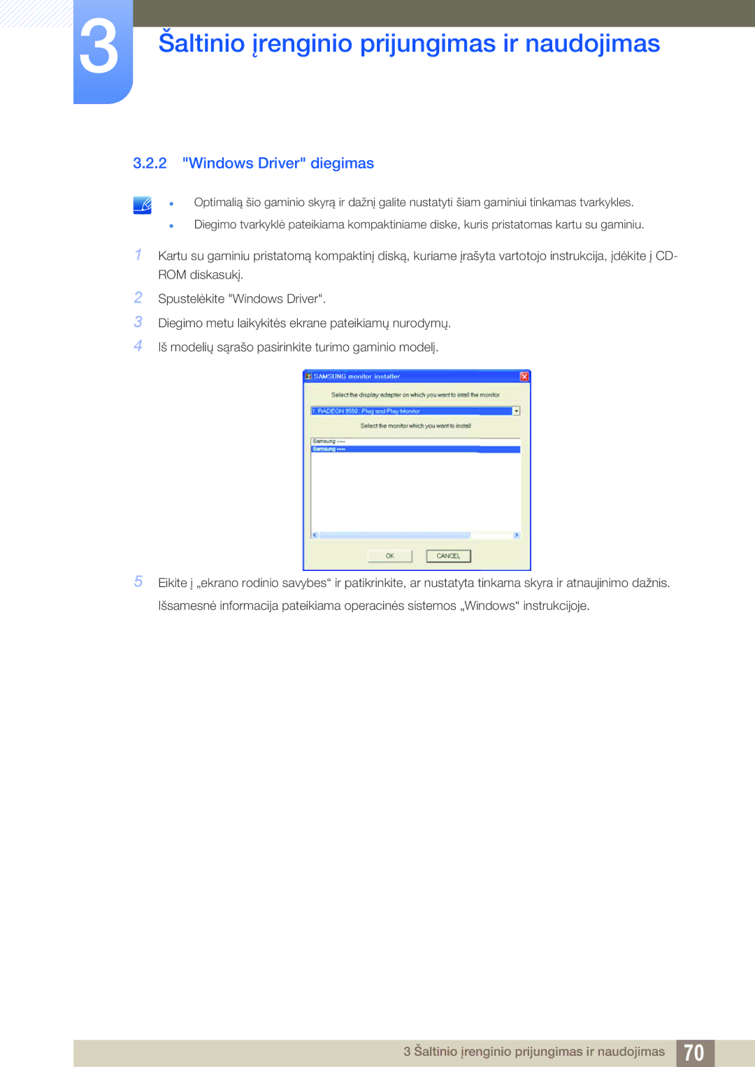 Samsung LF24NEBHBNU/EN, LF24FN1PFBZXEN manual Windows Driver diegimas 