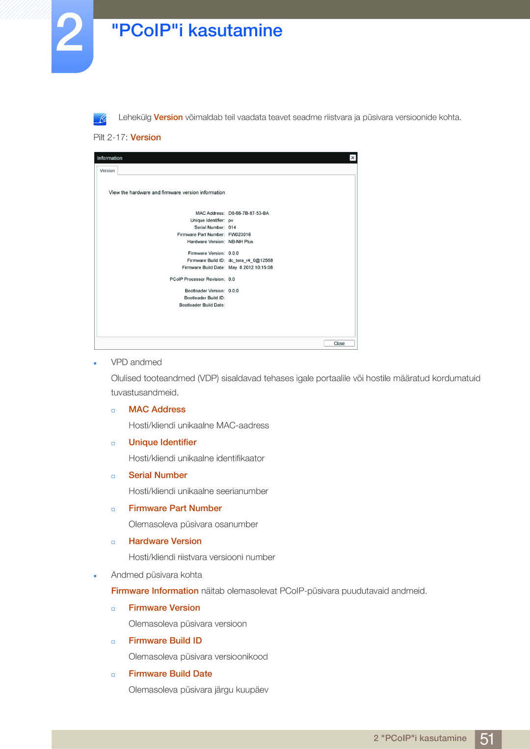 Samsung LF24FN1PFBZXEN, LF24NEBHBNU/EN manual † MAC Address, † Unique Identifier, † Serial Number, † Firmware Build Date 