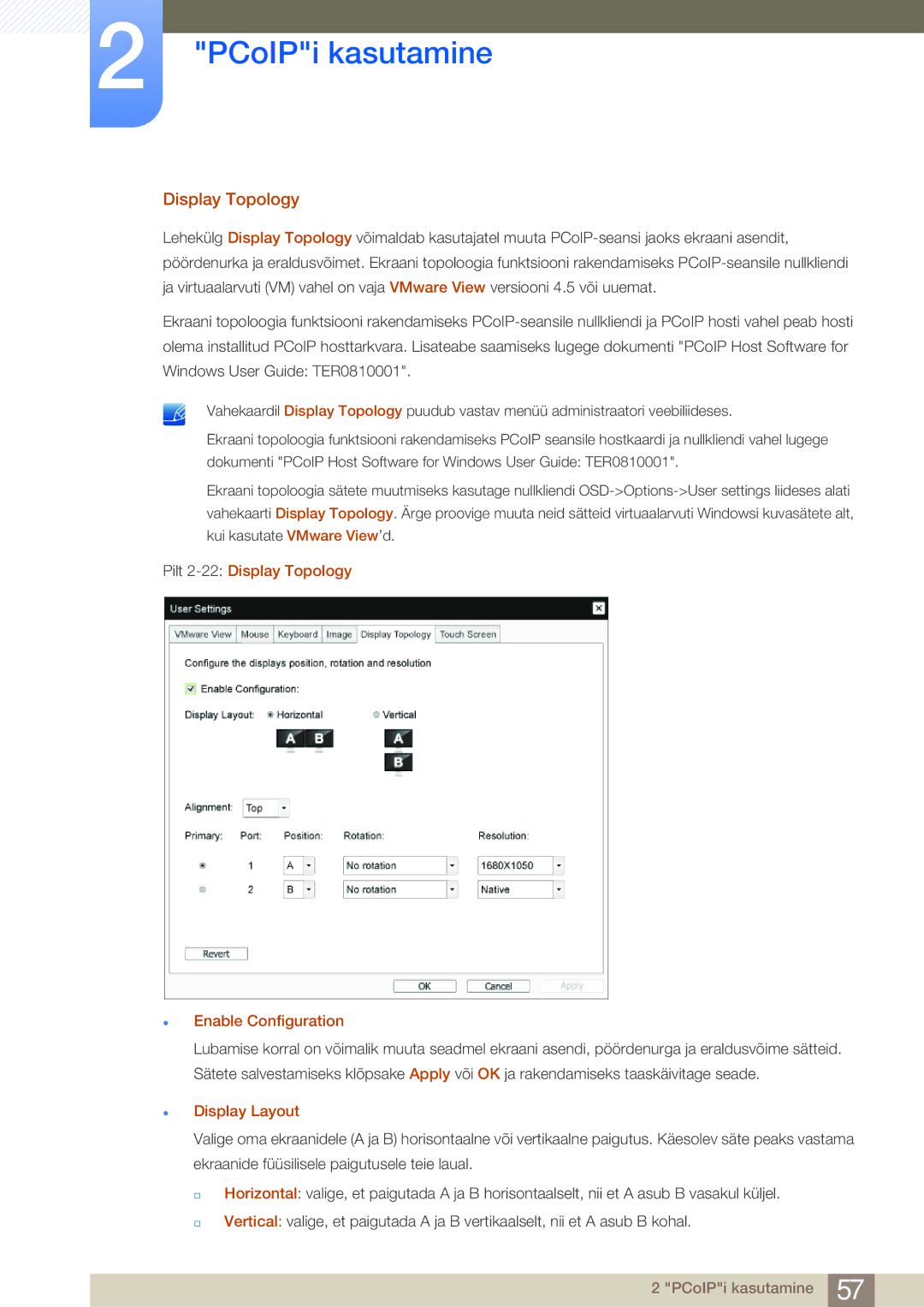 Samsung LF24FN1PFBZXEN, LF24NEBHBNU/EN manual Pilt 2-22Display Topology Enable Configuration, Display Layout 